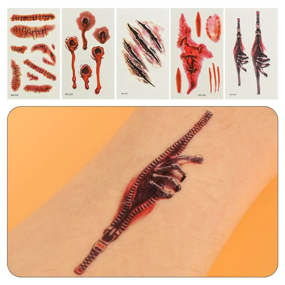 

Temporary Party Supplies for Halloween Arm Using Scar Wounds Style Tattoo Stickers for Children Adults Body Decor