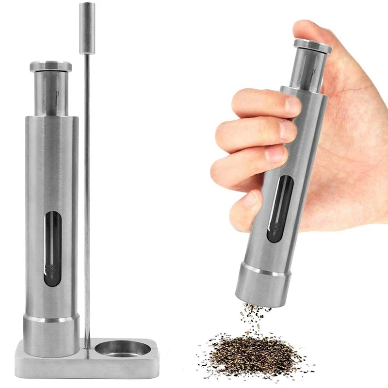 

Pepper Grinder - Salt and Pepper Grinder Set Salt and Pepper Grinder Pepper Mills Grinders Mini Thumb Push Mill with Stand