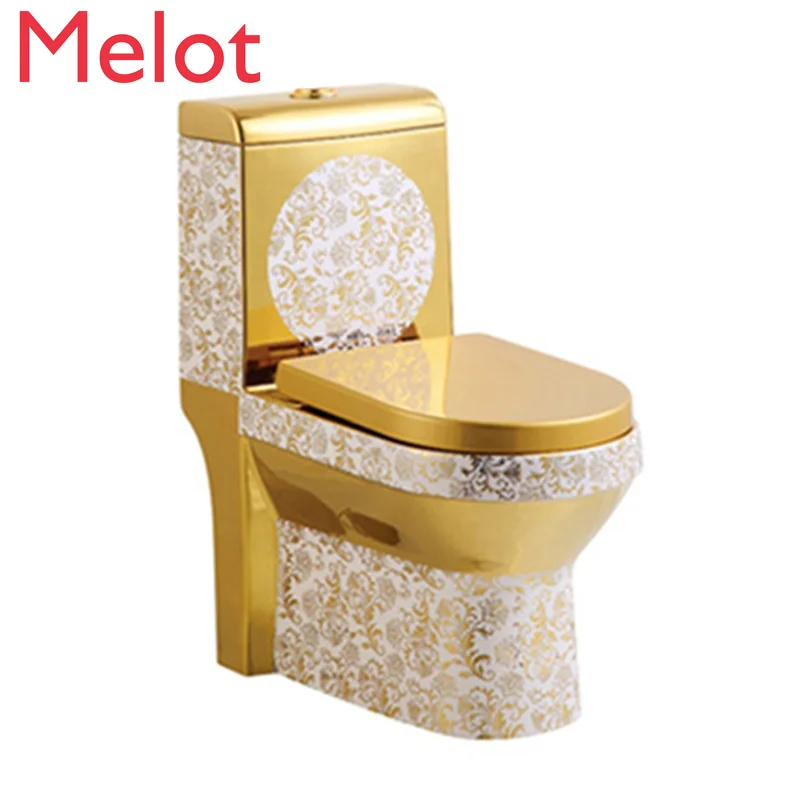 

Wash Down One Piece Toilet Ceramic Chinese Floor Mounted Toilet Gold Bathroom Siphonic Porcelain Toilet