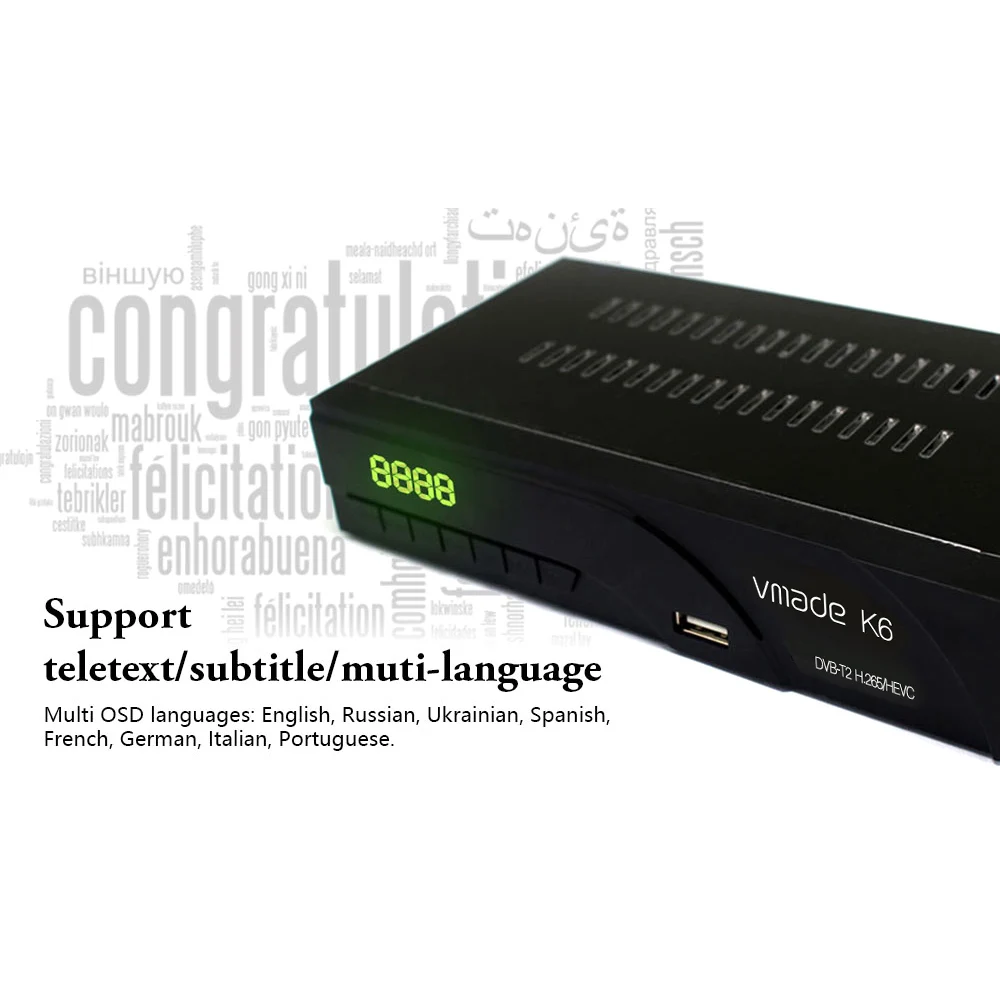 ТВ декодер Vmade DVB T2 спутниковый цифровой приемник тюнер H.265/HEVC Поддержка RJ45 Youtube