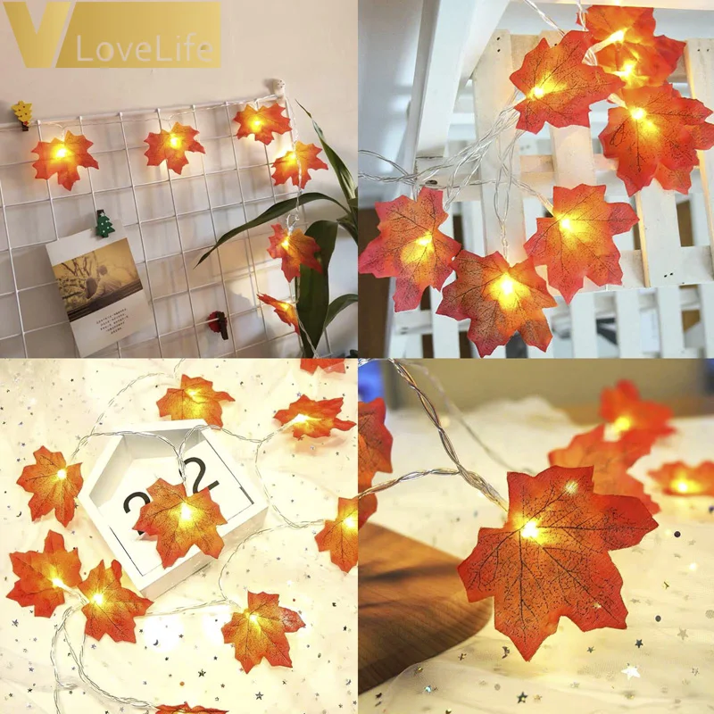 1 5 м 3 6 светодиодный осенний светильник с кленовыми листьями сказочный