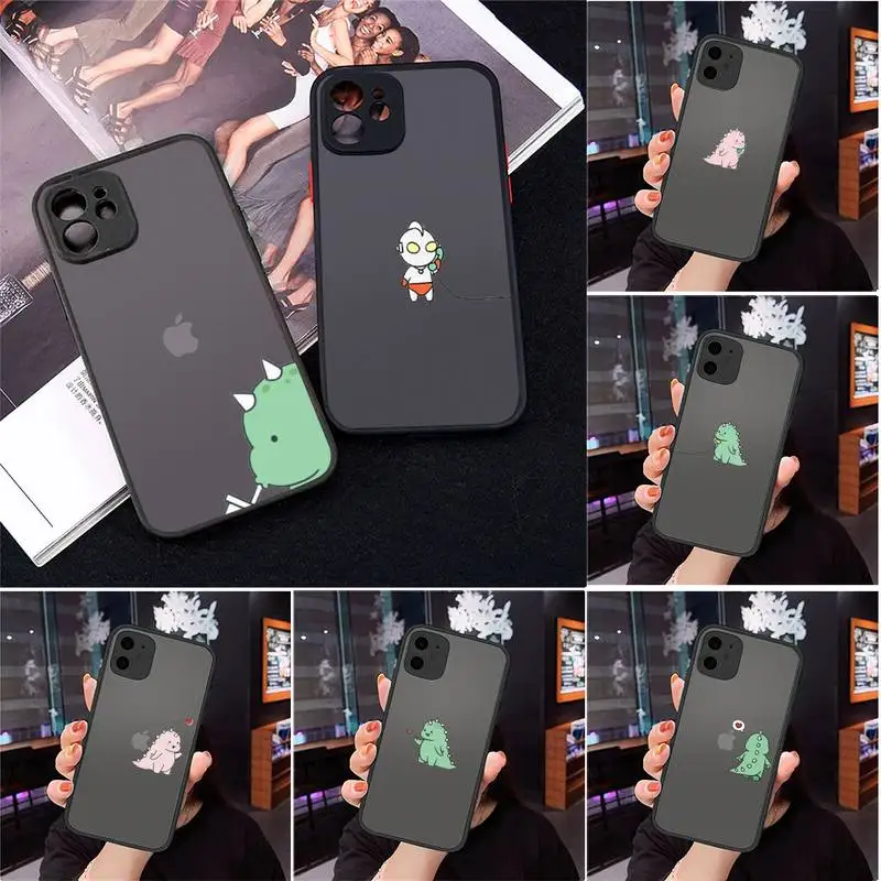 

Cartoon Dinosaur Phone Case Matte Transparent for iPhone 7 8 11 12 s mini pro X XS XR MAX Plus cover funda