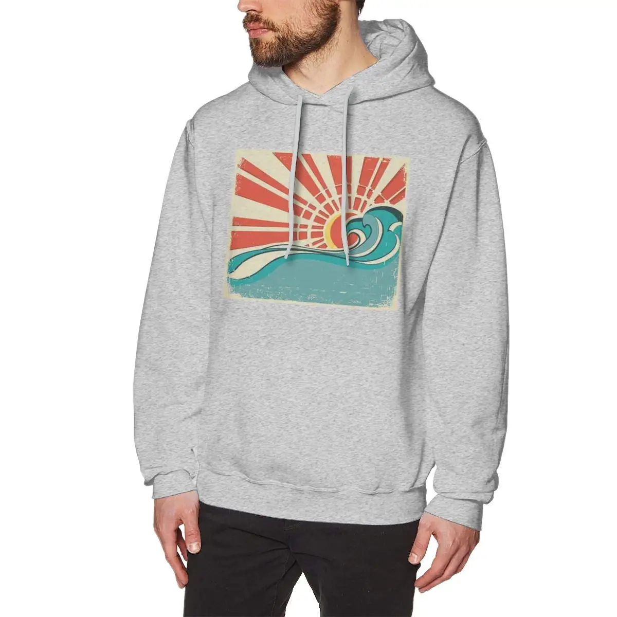 Nutmix Мужской винтажный морской волны на приливах теплый длинный рукав пуловер с