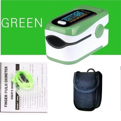OLED green bag Пальцевой Пульсоксиметр палец De Pulso Dedo домашний Пульс оксиметр Pulsioximetro с английским и португальский язык CE OLED - Цвет: OLED green bag