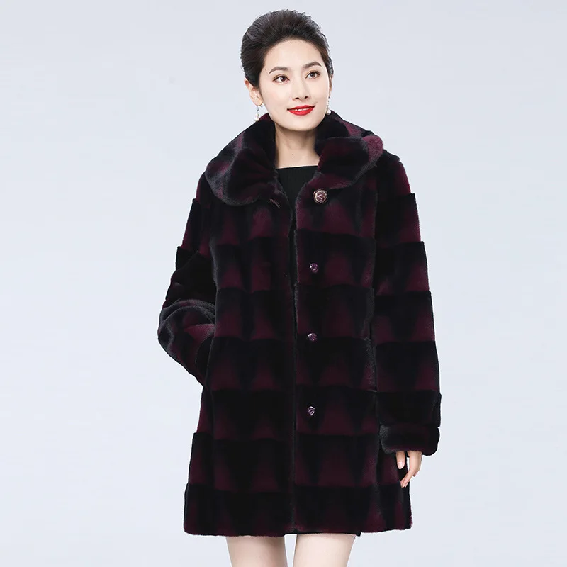 Mink fur coat Jurchen mink 2021 new mid-length large size fashion fur fur outer whole mink coat female