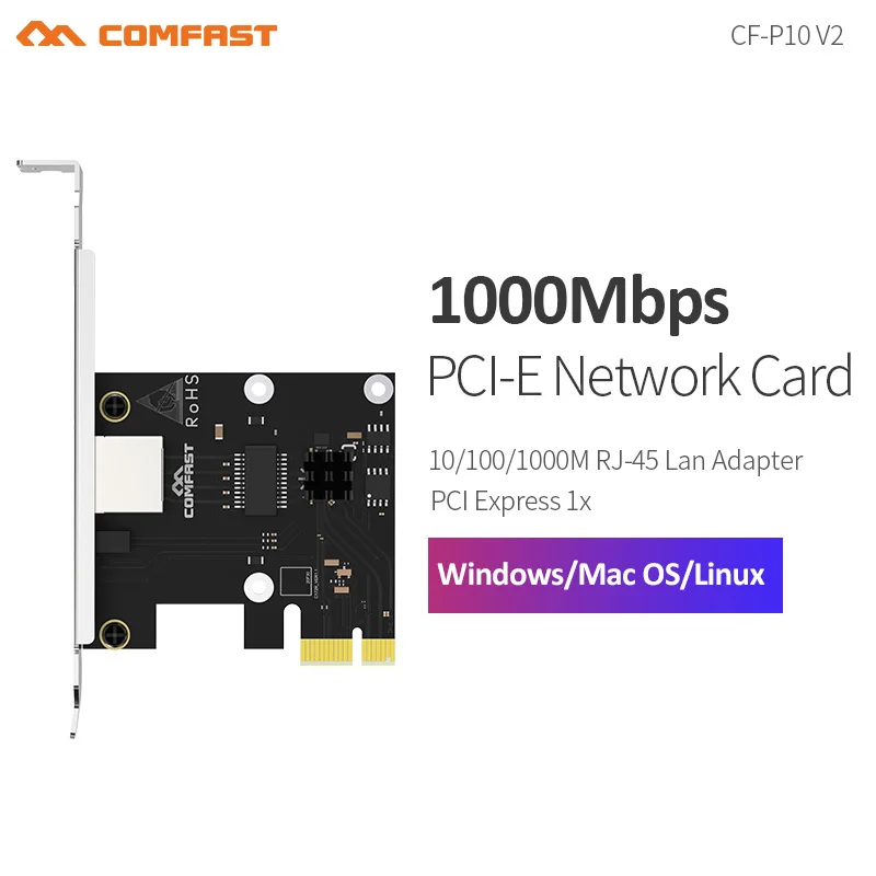 

Comfast PC Computer 1000 Gigabit Ethernet PCI Express PCI-E Network Controller Card 10/100/1000Mbps RJ45 Lan Adapter Converter