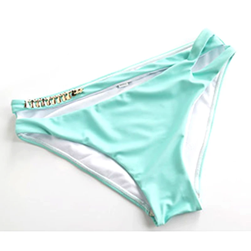 Бикини женский купальник сексуальный зеленый с лямкой через шею пуш ап микро