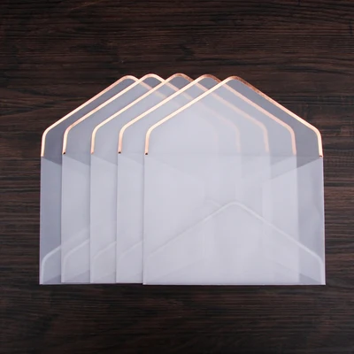 20 шт./компл. печать горячего тиснения бумага B6 конверт прозрачная цветная бумага конверт для свадебной вечеринки - Цвет: 20pcs rose gold