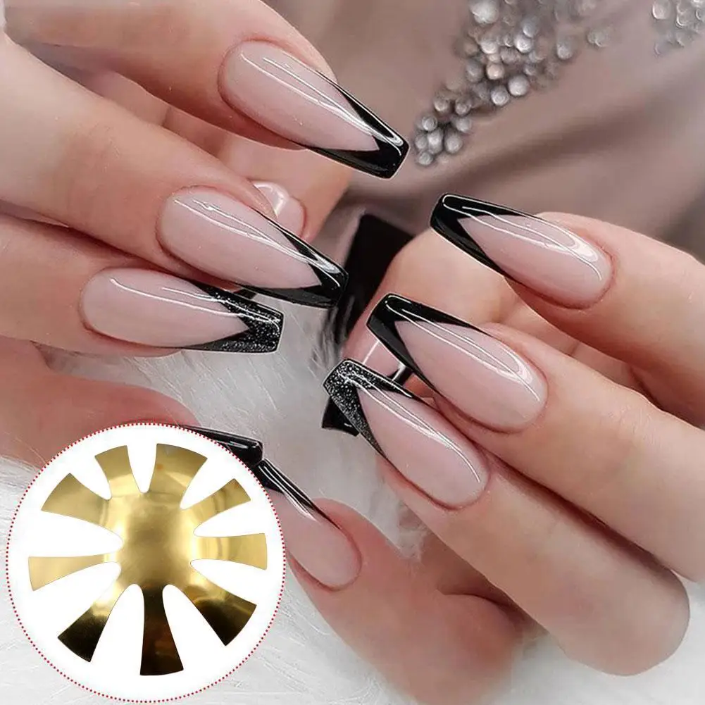 

9 Sizes Easy French Cut V-shape Tips Manicure Edge Long Trimmer Line Tools Art Cutter Nail Steel Shaped W3O3