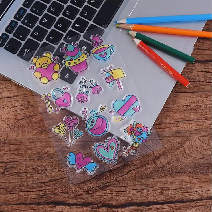 Симпатичные прозрачные силиконовые штампы любовного цвета для скрапбукинга