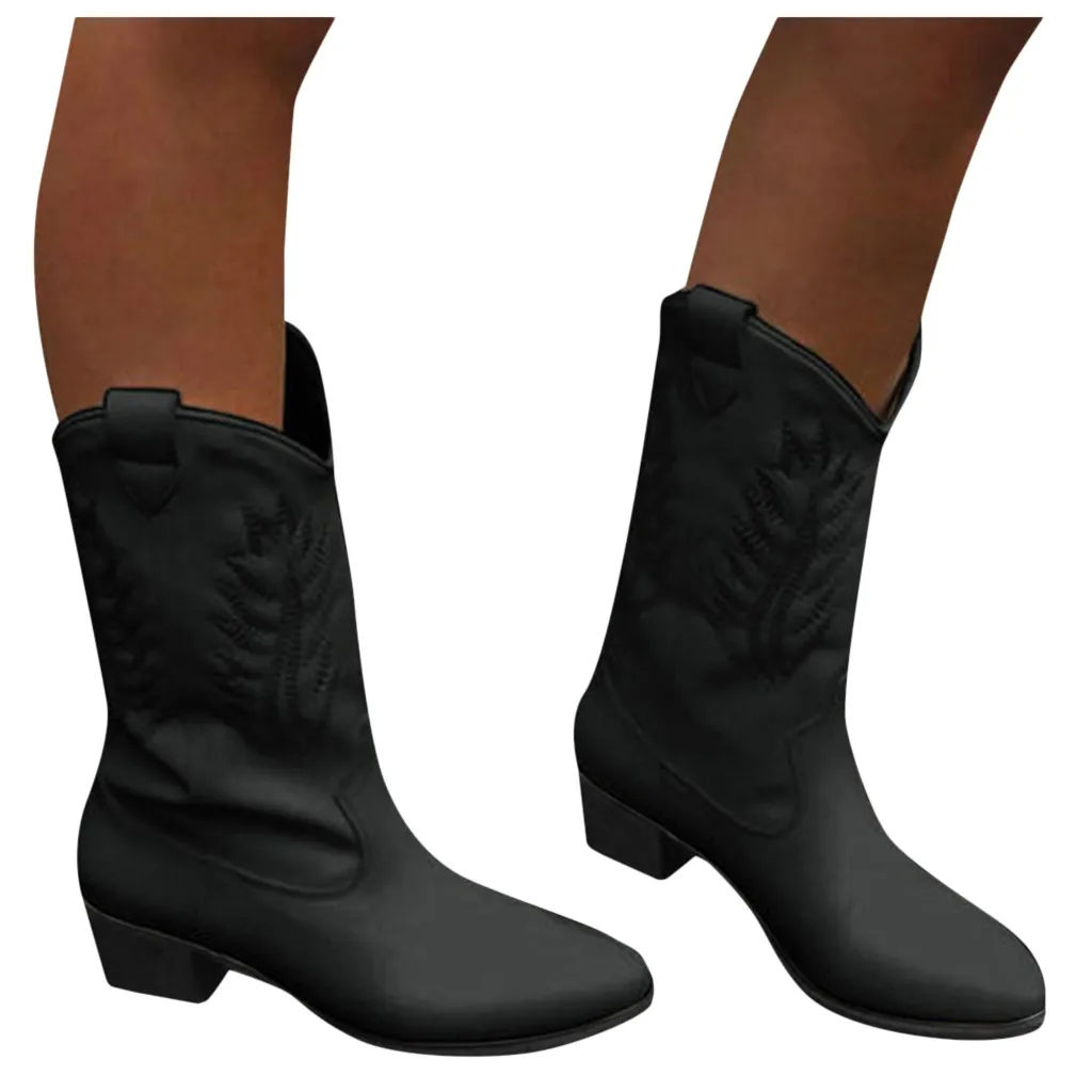 SAGACE без шнуровки сапоги до колена Женские ковбойские ботинки в стиле вестерна