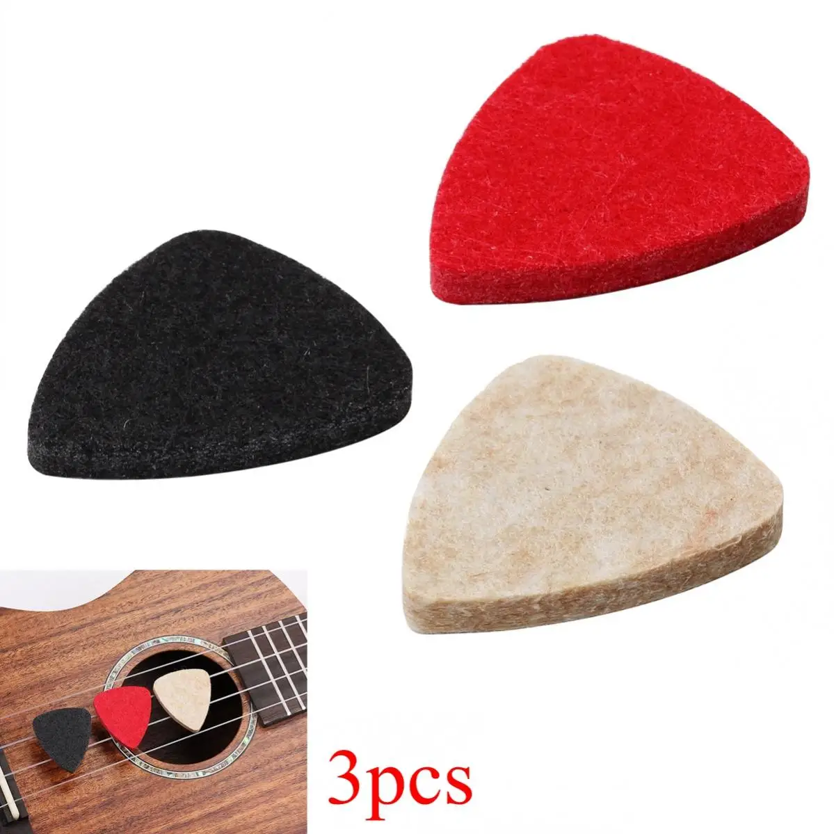 

3pcs/set Soft Felt Ukulele Pick Plectrum for Concert Soprano Tenor Ukulele 21 23 26