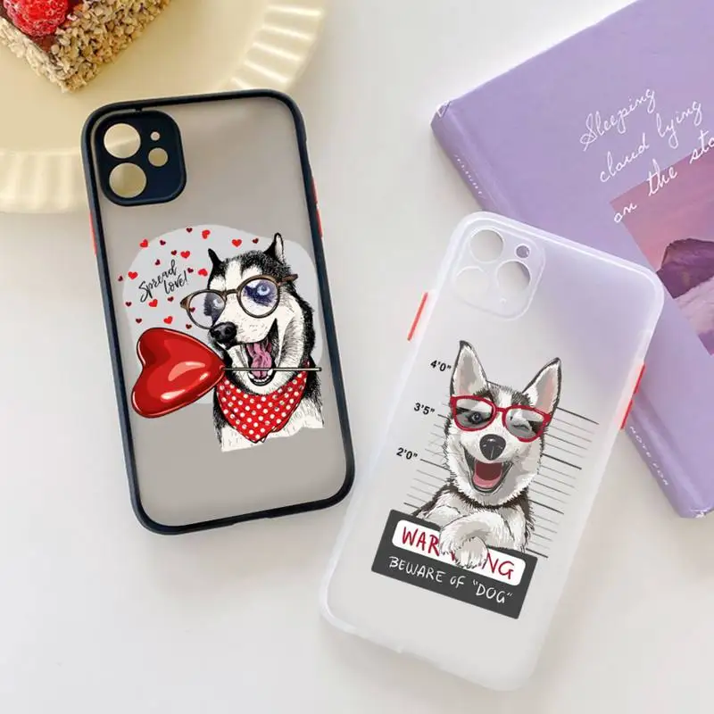 

YNDFCNB Animal Wolf Husky Dog Puppy Cartoon Phone Case For iphone 12 11 13 Pro Max X XS Max XR 7 8 6 Plus 12mini Translucent Cas