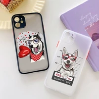 yndfcnb animal wolf husky dog puppy cartoon phone case for iphone 12 11 13 pro max x xs max xr 7 8 6 plus 12mini translucent cas