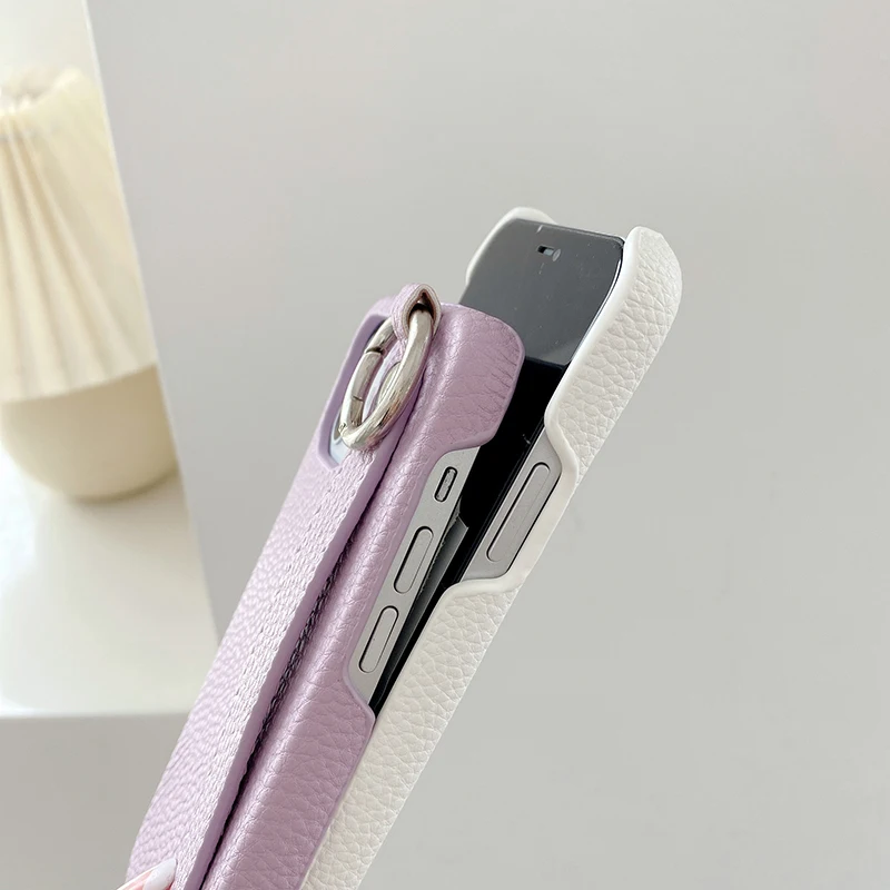 Luxury wrist strap leather stand holder phone case For iphone 11 11Pro 14 pro 12Pro 13 13Pro Max X Xs max 7 8Plus cover capa