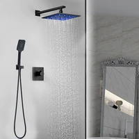 quality brass black bathroom 10 rain shower head faucet wall mounted shower arm diverter mixer handheld spray set