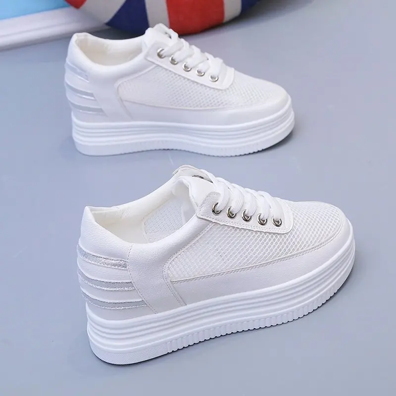 

Women's Casual Shoes Muffin Thick Sole Spring New Women's Shoes Fashion White Sports Shoes Breathable Lace Women's Sports Shoes