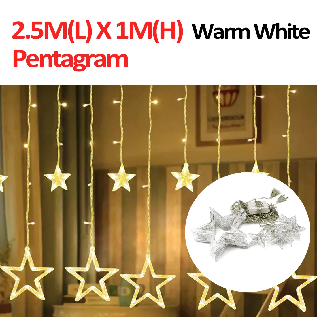 2.5M Pentagram Warm Светодиодный свет шнура 220 В ЕС уличные светящаяся гирлянда Праздничные рождественские гирлянды с утолщённой меховой опушкой, декоративный светодиодный лампы новогодний декор - Emitting Color: 2.5M Pentagram Warm