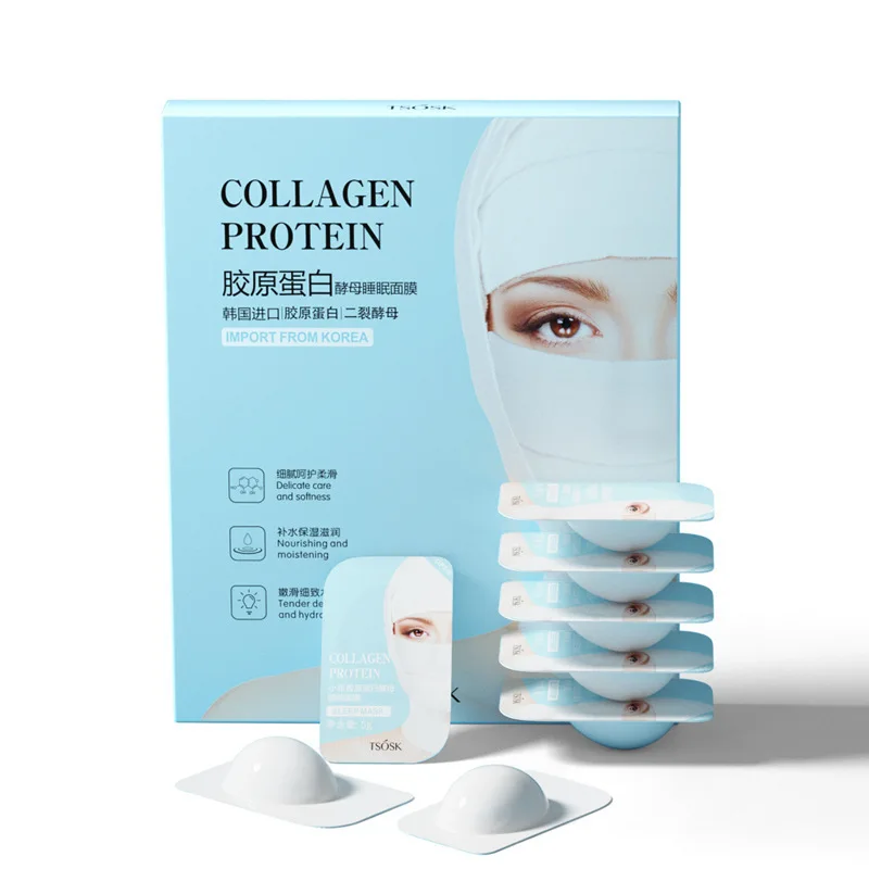 

8Pcs/box Collagen Yeast Moisturizing Facial Mask Anti-Aging Oil-control Whitening Depth Replenishment No-clean Sleepping Mask