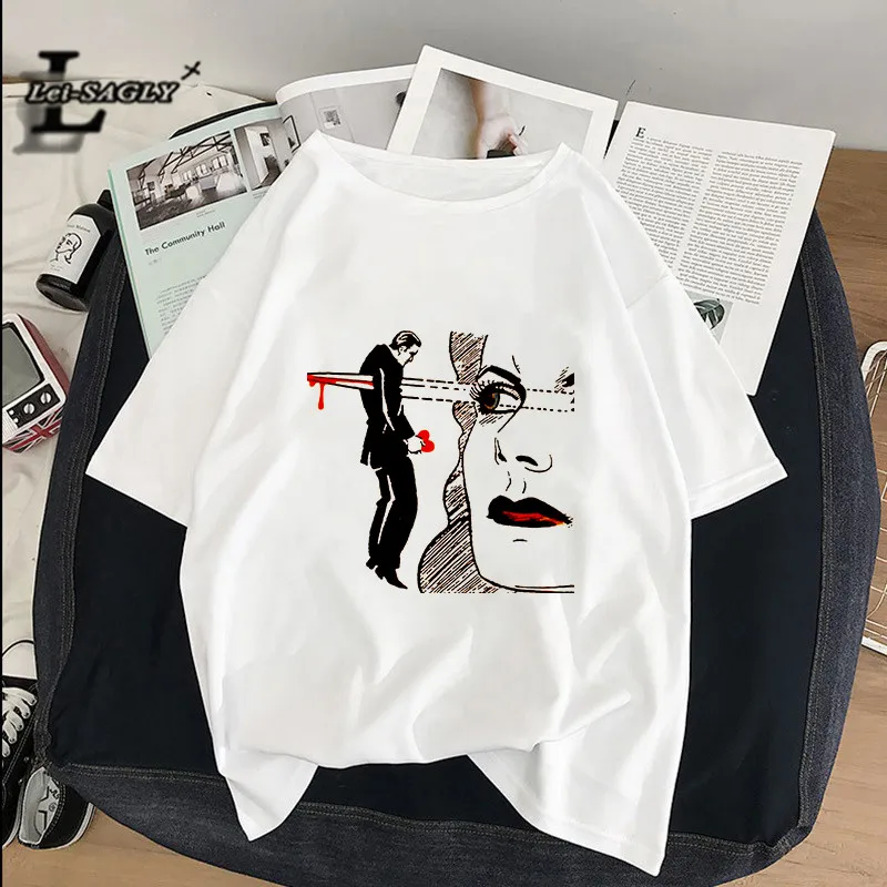 Lei SAGLY Mona Lisa smokes женские футболки художественная картина маслом Harajuku Эстетическая ulzzang негабаритная футболка Корейская одежда