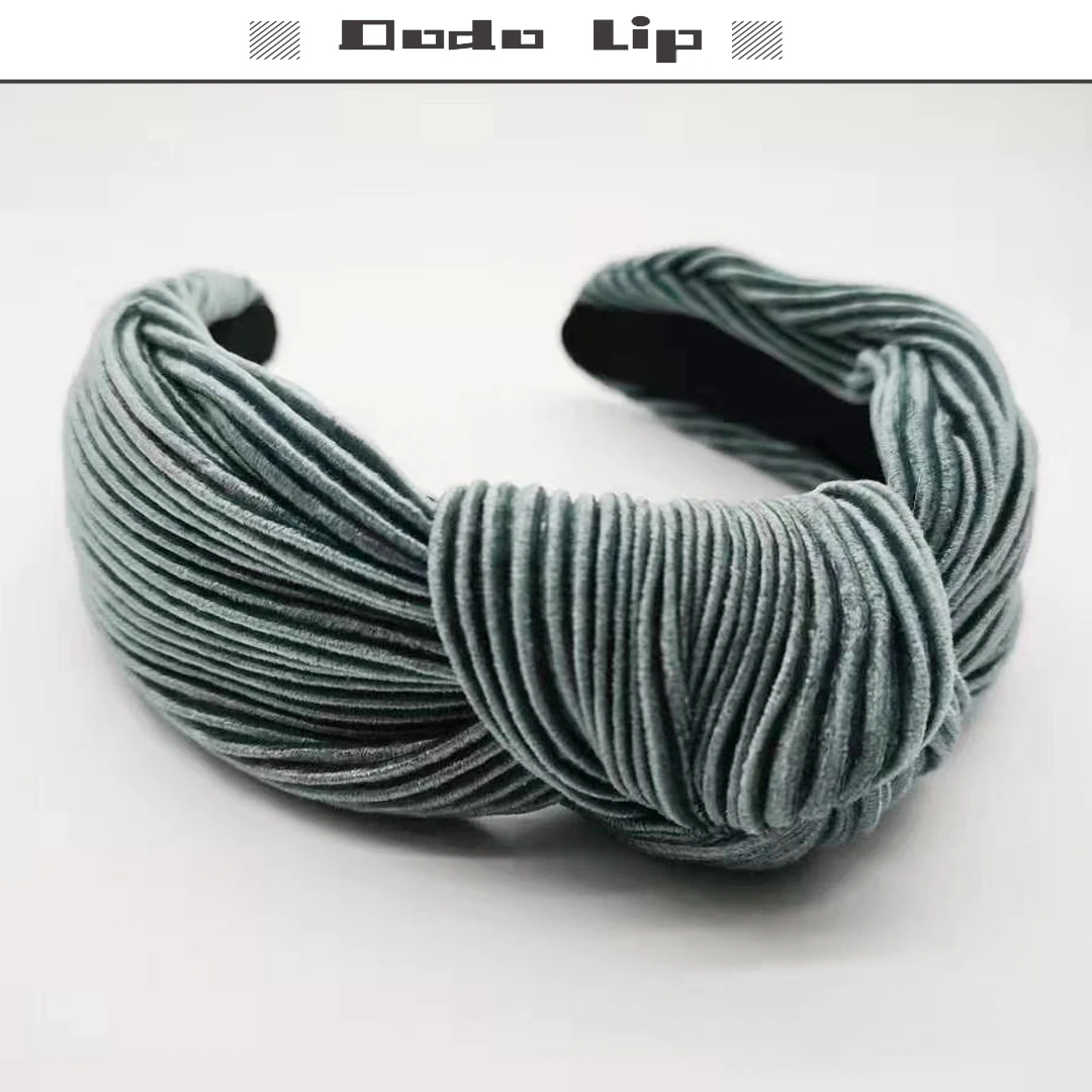 Винтажные плиссированные однотонные широкие повязки на голову с узлом для