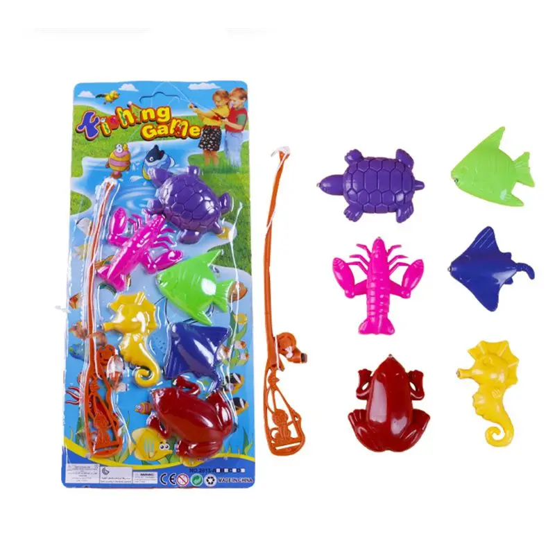 Juguetes de pesca magn&eacute;ticos para ni&ntilde;os, 6 tipos de peces + 1 Conjunto de varillas, puzle para cultivo, juguete para padres e hijos, 7 Uds.-0