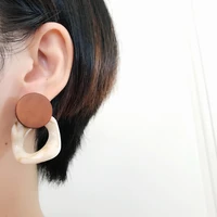 fashion big resin earrings for women new acetic acid large korea square earrings trendy wood geometric jewelry party jewelry
