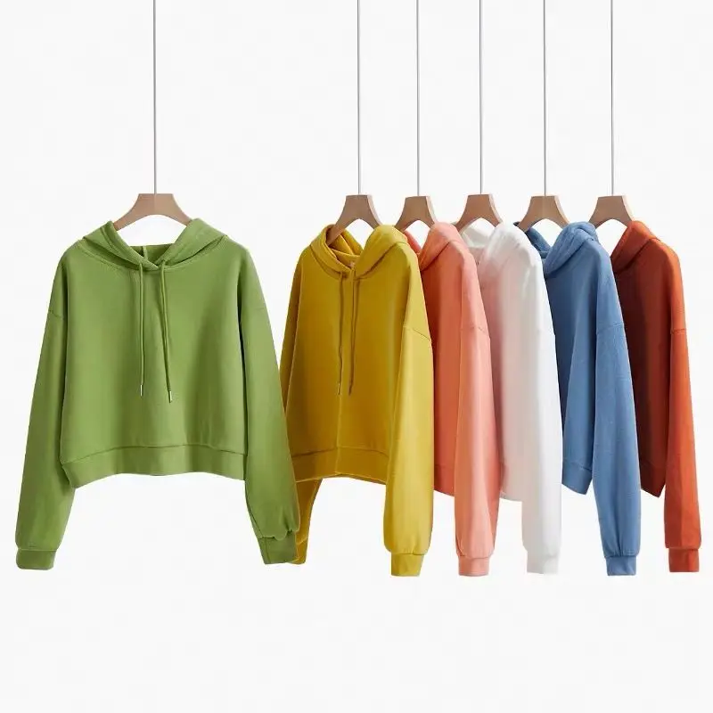 

Women Full Hoodie Pullover Sweatshirts Solid Custom Long Sleeve Streetwear Hip Hop Fashion Tee Clothes Female Outwear Streewear