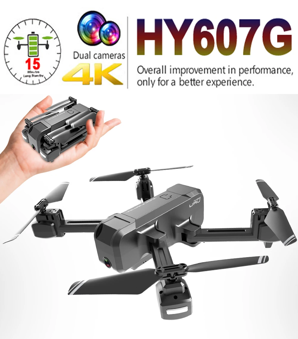 HY607G камера Дрон 4K двойная регулируемая камера слежения за мной селфи Rc Квадрокоптер WiFi Вертолет FPV жесты Дроны с камерой HD