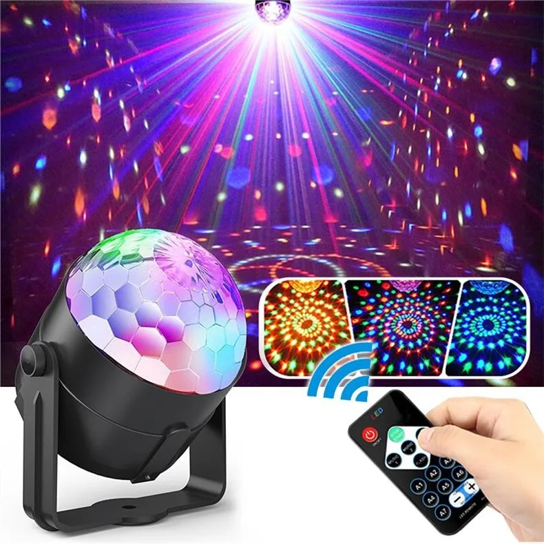 

Sound Activated Rotating Disco Ball DJ Party Lights Strobe Light 3W RGB LED Stage Light for Christmas Home KTV Xmas Wedding Show