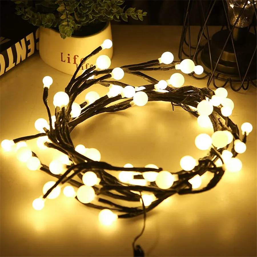 2.5M 72 LED Globe String Light 8 Modes 31V LED Branch Vine Christmas Fairy String Light For Christmas Party Wedding Decoration