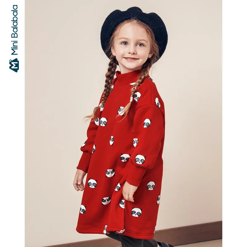 Детское длинное платье Minibalabala зимнее теплое хлопковое с длинным рукавом и
