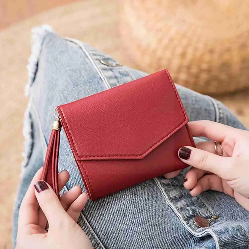 

2021 Lady Short Wallet Pu Leather Simple Square Simple Card Trend Coin Wallets Purse Holder Fashion Leisure Wallet Female S Q9W2