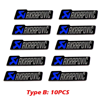 Type B 10PCS Универсальный алюминиевый Akrapovic стикер s глушитель наклейка глушитель наклейки для мотоцикла и автомобиля Наклейка - Название цвета: Type B 10PCS