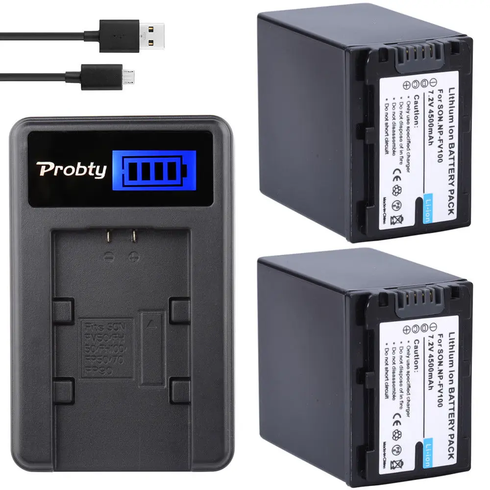 4500 мАч NP FV100 NP-FV100 FV100 Батарейки+ ЖК-дисплей USB Зарядное устройство для sony NP-FV30 NP-FV50 NP-FV70 SX83E SX63E FDR-AX100E AX100E
