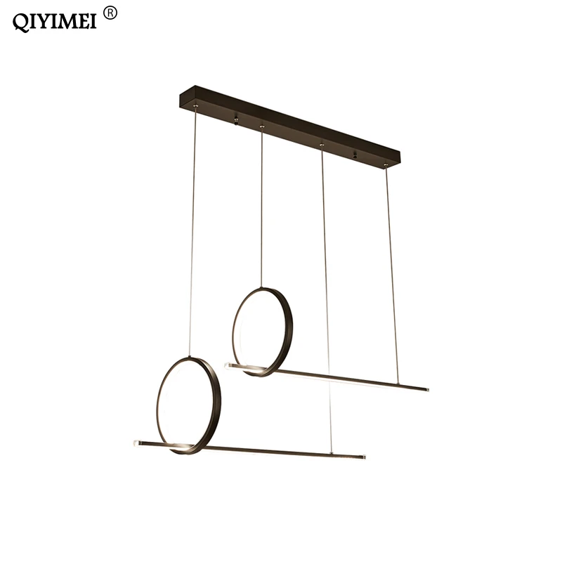 

Modern LED Pendant Lights For Dining Room Kitchen Dimmable With Remote Black Aluminum Body Ceiling Mounted Indoor Lamp Luminaire