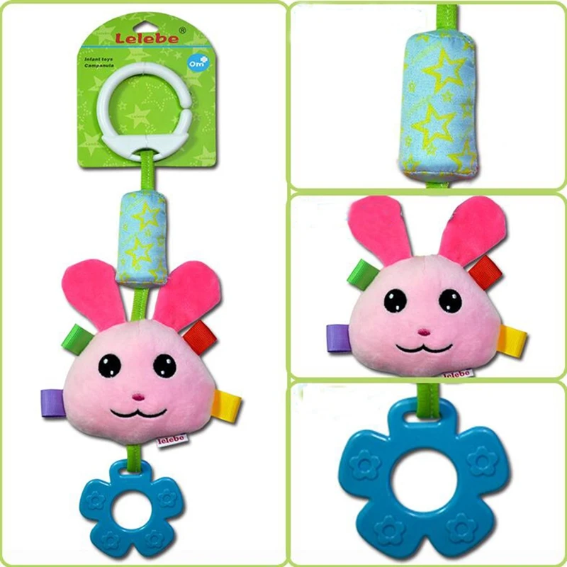 

Baby Rattles Toys Kawaii Hand Bell Teether 0-12 Months Rattle Toy Cute Animal Develop Baby Intelligence Activity Grasping Toy