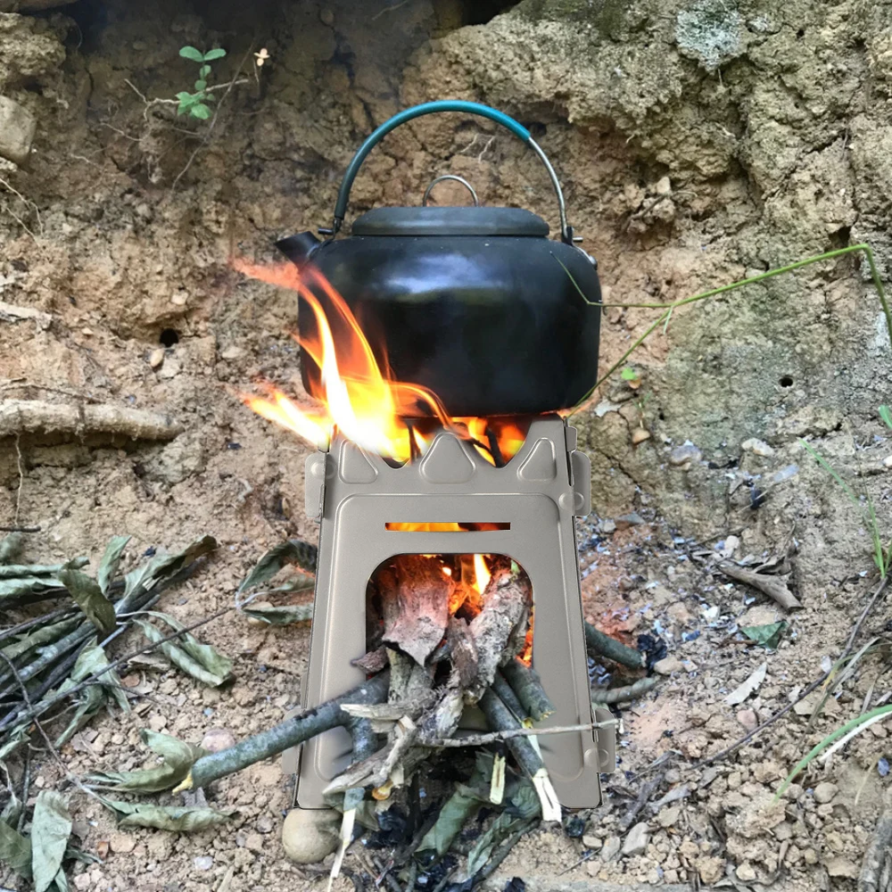 

Lixada Camping Titanium Wood Stove Ultralight Folding Camp Stove with Alcohol Tray Portable Outdoor Hiking Picnic Cooking Stove