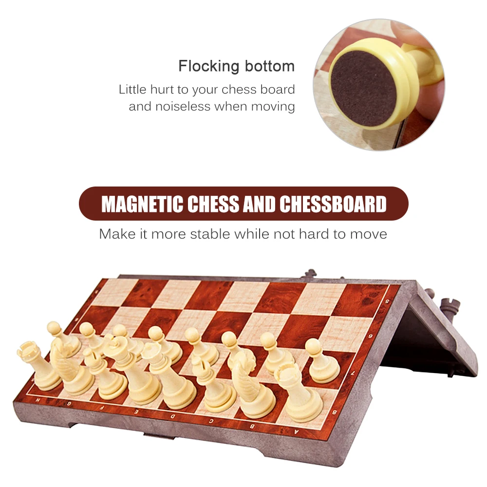 

2-in-1 Magnetic Chess Set Folding Chess and Checkers Set Portable Chessboard Games Draughts Set Entertainment Educational Toys