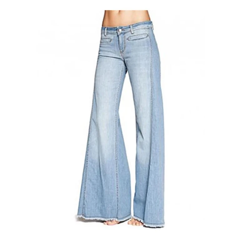 

Wide Leg Slimming Tassels Women's Jeans Denim Trousers High Waist Casual Hot Pants Loose Soild Color Hot Women's Jeans