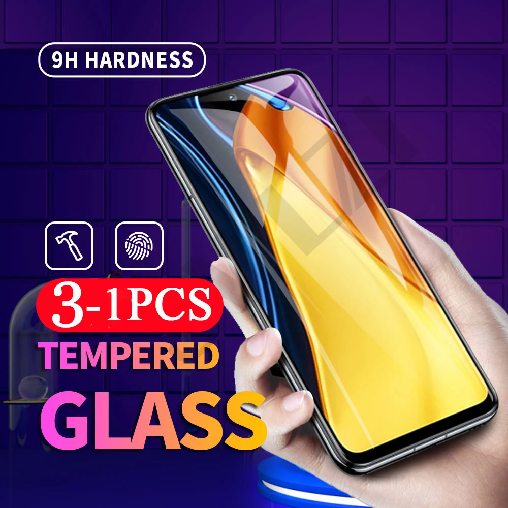 

3-1 шт. полное покрытие для Xiaomi POCO M2 M3 C3 X2 X3 pocophone F1 F2 pro F3 GT Закаленное стекло Защитная пленка для экрана телефона