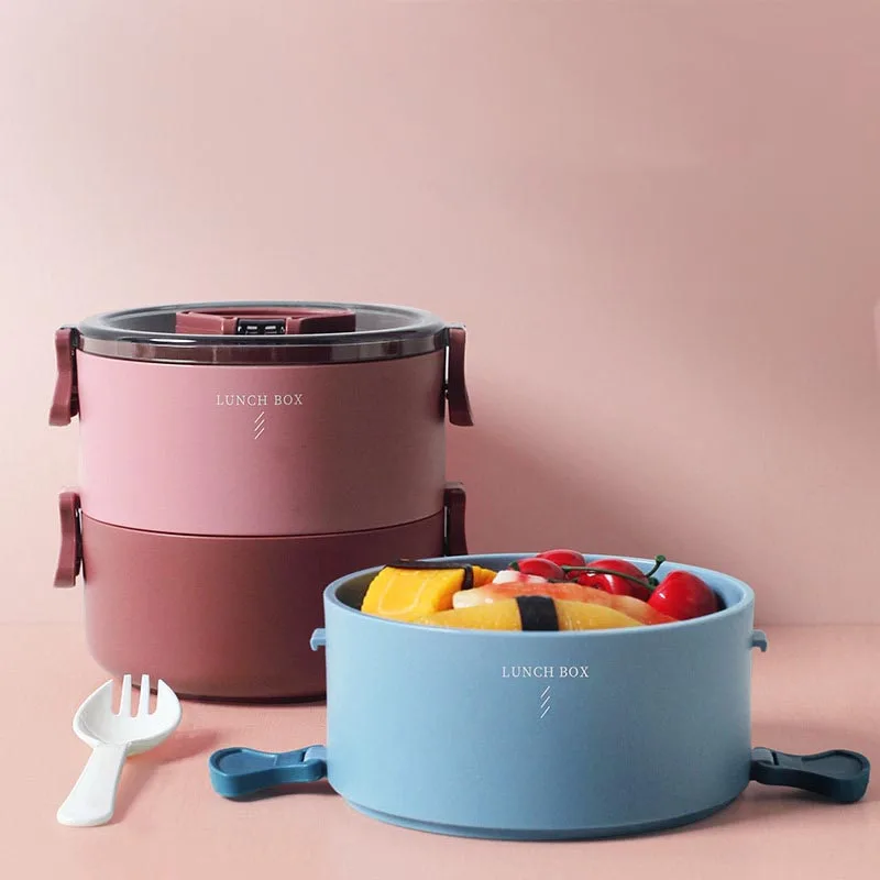 

Portable Plastic Portable Lunch Box Double-layer Meal Student Office Worker Food Container Microwave Sealed Tableware Tool