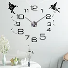 3D DIY большие настенные часы Ангел акриловая Зеркальная Наклейка на стену бесшумные большие цифровые часы для гостиной арабские цифры Подвесные часы
