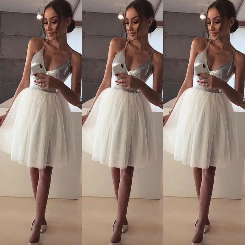 Женское вечервечерние платье с глубоким V-образным вырезом белое Сетчатое