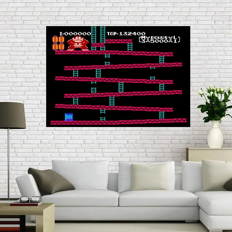 1 Donkey Kong-игровой постер в стиле ретро nintendo(классический Donkey Kong/NES), 40x60 см украшение дома на заказ холст постер - Цвет: 1