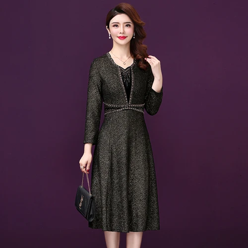 2021 Autumn Winter New Fashion Wind Big Code Xxxxxl Designs Female Dress Simple Elegant Temperament Slim Casual Woman Dresses | Женская