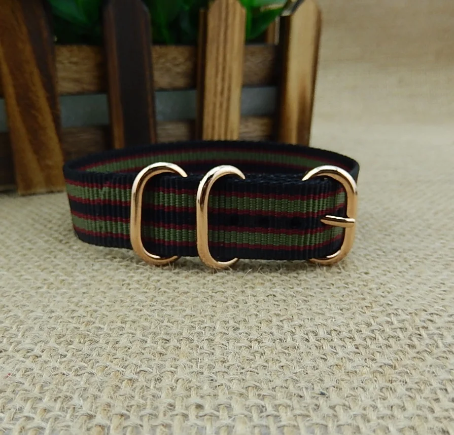 Rolamy 18 20 22mm Watch Band Strap Nato Zulu Ring Rose Gold Pin Buckle For Seiko Rolex Omega IWC Tudor Tag Heuer Casio | Наручные часы