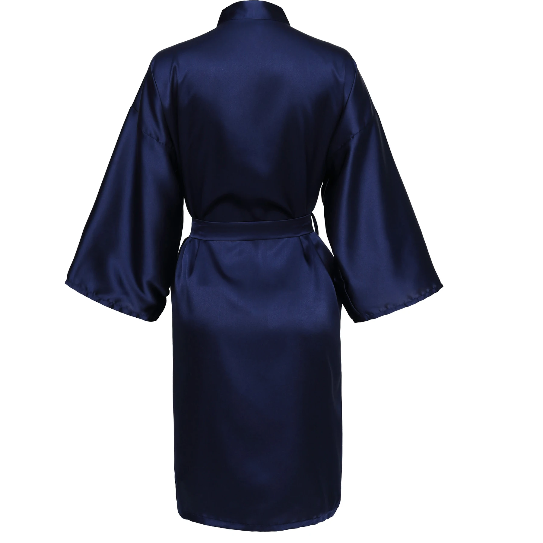 Navy Blue with print Индивидуальные женские халаты на заказ, атласное шелковое платье с принтом, сексуальное свадебное платье для невесты, платье для подружки невесты, кимоно, короткий халат, новинка - Цвет: Navy Blue with print