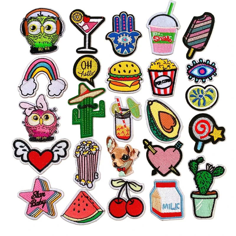 

(30 различных стилей на выбор) значки с героями мультфильмов, сделай сам, нашивки с вышивкой животных, утюжки на пластыри, радужные фруктовые ...