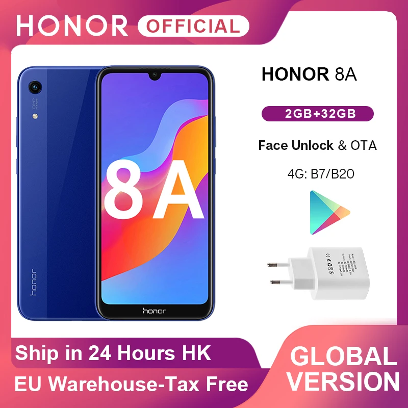 Глобальная версия Honor 8A мобильный телефон 2 Гб 16 6 09 дюймов MT6765 Восьмиядерный Android 9